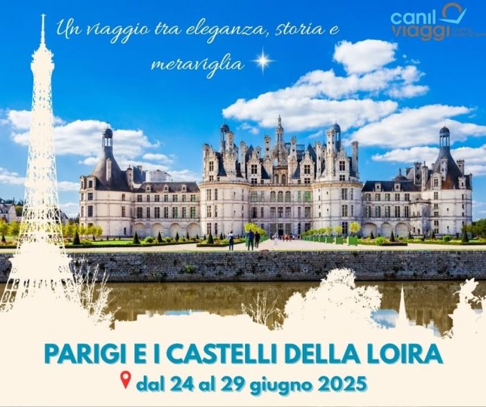 🇫🇷 I CASTELLI DELLA LOIRA & PARIGI 🇫🇷
Un viaggio tra eleganza, storia e paesaggi da sogno

Scopri con noi la splendida Valle della Loira, tra castelli fiabeschi e atmosfere regali:
Chambord, Chenonceau, Amboise e Fontainebleau ti aspettano per un tuffo nella storia di Francia.

E poi c’è Parigi, con tutto il suo fascino intramontabile:
🌉 Crociera sulla Senna
🚠 Funicolare per Montmartre
🏛️ Museo del Louvre
👑 Reggia di Versailles
🎟️ Tutti gli ingressi sono già inclusi!

📅 Dal 24 al 29 giugno 2025
✈️ Volo da Venezia
🚌 Tour guidato
🎧 Visite con auricolari
💶 Quota di partecipazione: € 1.950,00

👉 https://www.canilviaggi.it/prodotto/parigi-e-i-castelli-della-loira/

Per info e costi, contattaci!
Info & contatti
☎ 042430068
📧 info@canilviaggi.it
BUON VIAGGIO !!!