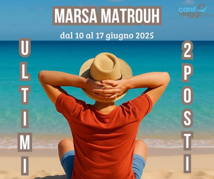 ULTIMI 2 POSTI!

Un mare caraibico… a poche ore dall’Italia!
🌴✨ Acque cristalline, sabbia bianca e un resort da sogno: Veraclub Jaz Oriental Beach ti aspetta sulla costa mediterranea dell’Egitto, a Marsa Matrouh, per una settimana di puro relax!

Dal 10 al 17 giugno 2025
€ 1.390,00 

Marsa Matrouh è un angolo di paradiso, dove la natura selvaggia incontra il comfort.
Solo 2 posti disponibili… non perdere l’occasione!

Scrivici ora per prenotare il tuo posto al sole!

👉🏻 https://www.canilviaggi.it/prodotto/soggiorno-in-egitto/

Info & contatti
☎ 042430068
📧 info@canilviaggi.it
BUON VIAGGIO !!!
#canilviaggi #emozionicherestano