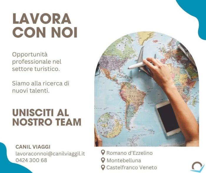 🌍 LAVORA CON NOI
Crediamo che ogni viaggio inizi da un’idea… e da persone capaci di trasformarla in realtà.
Per questo stiamo cercando una nuova risorsa motivata, entusiasta e con voglia di crescere, da inserire nel nostro team.
✈ La nostra missione: offrire esperienze di viaggio curate, personalizzate e indimenticabili, costruite con passione e attenzione ai dettagli.
📌 Ruolo e mansioni principali:
Pianificazione e supporto nella gestione di viaggi individuali e di gruppo
Accoglienza e assistenza clienti
Gestione delle prenotazioni e coordinamento operativo
💼 Requisiti richiesti:
Affidabilità, precisione e capacità di lavorare sia in autonomia che in team
Passione per il turismo e spirito proattivo
Pregressa esperienza nel settore viaggi e turismo gradita, ma valutiamo con interesse anche profili motivati e desiderosi di imparare
📩 Per candidarti: invia CV aggiornato e una presentazione motivazionale a
👉 lavoraconnoi@canilviaggi.it